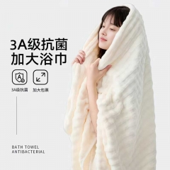 【竹节绒加厚浴巾 · 团购秒杀】17.9元抢2条！ 成人加大...