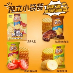 焙烤薯片混合口味 (醇香原味+浓情烤肉味+清新番茄味) 186g+原味鱼豆腐18g*20